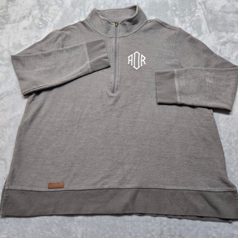 Marleylilly Grey Corded Quarter Zip Pullover Monogram Sweatshirt Size 2XL XXL